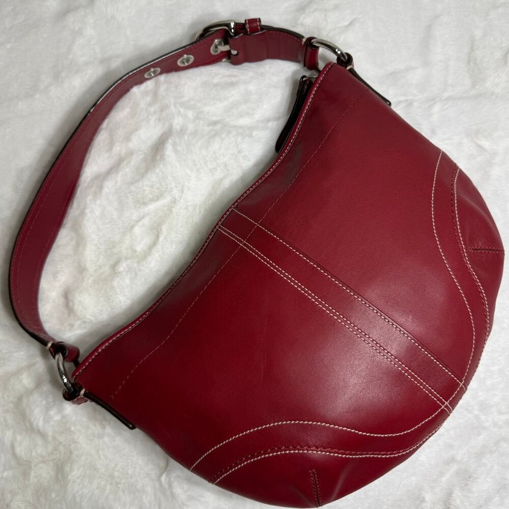 Y2k COACH F10908 Red Solo Hobo Shoulder Bag - Picture 2 of 9